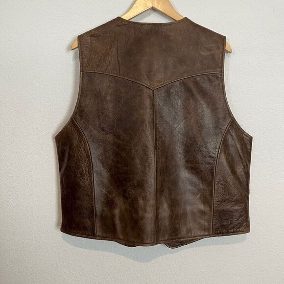 Coronado Laredo Concealed Carry Brown Leather Snap Button Vest Men's Size 46 - Picture 4 of 9